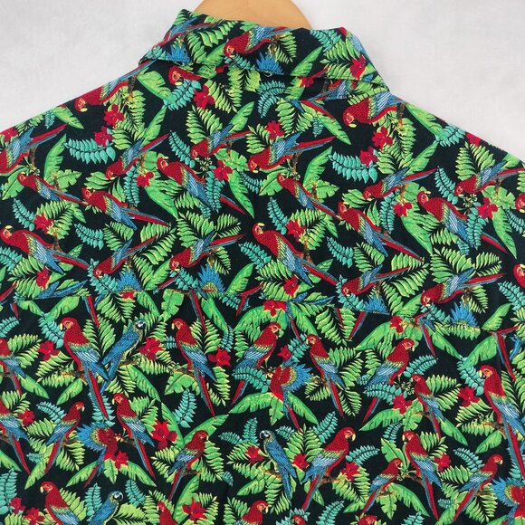 VTG OTC Hawaiian Camp Shirt Men Size XL SS Rayon Floral Tropical Parrot Bird - Picture 10 of 11